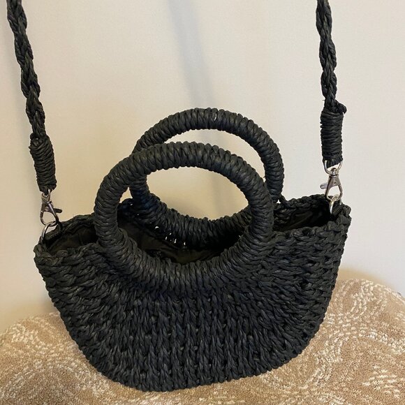 Half-Moon Shaped Woven Handbag, Crossbody Small Bag, Beach Bag, Shoulder Bag NEW - Picture 6 of 6